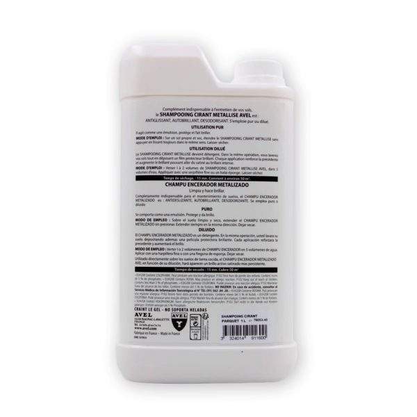 Shampoing cirant métallisé (1L) - AVEL 1 entretien bidon shampoing parquets 1l avel 2 1000 min entretien bidon shampoing parquets 1l avel 2 1000 min entretien bidon shampoing parquets 1l avel 2 1000 min
