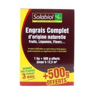 Jardin 1 jardinage engrais complet fruits fleurs legumes solabiol 1 1000 min Engrais complet fruits, fleurs, légumes (1,5 kg) - Solabiol